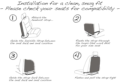 Luxury Clean-Edge Kick Mat w/Mesh Pocket - Seat Back Protector and Seat Cover with Invisible Strap and Stiff Edging - Gray/Grey (1 Mat) - Jamouz