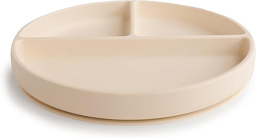mushie Silicone Suction Plate | BPA-Free Non-Slip Design (Ivory) - Jamouz