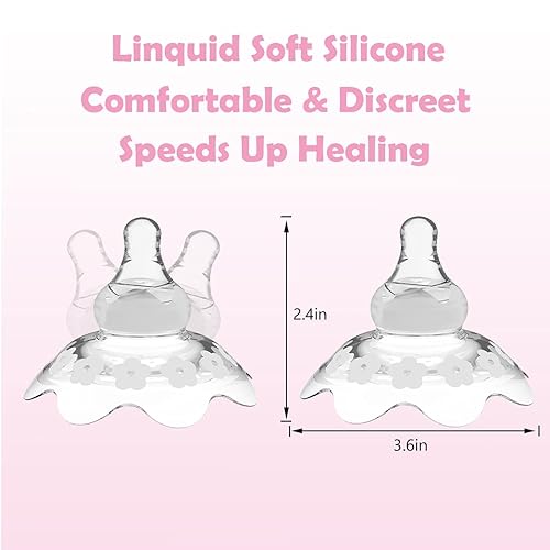 Nipple Shields for Nursing Newborn 2 Count, Upgraded for Protecting Inverted & Sore Nipples, Assisting Latch Difficulties, Great for Breastfeeding Mothers, Carrying Case Included - Jamouz