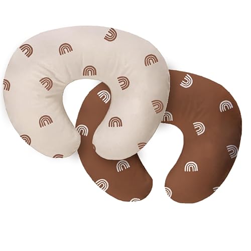 Nursing Pillow Cover,Muslin Cotton,Removable Cover for Breastfeeding Pillows, 2-Pack Pillow Covers, Ultra-Soft Baby Nursing Pillow, Fits Newborn Feeding Pillow 22.5IN*18IN (Sand) - Jamouz