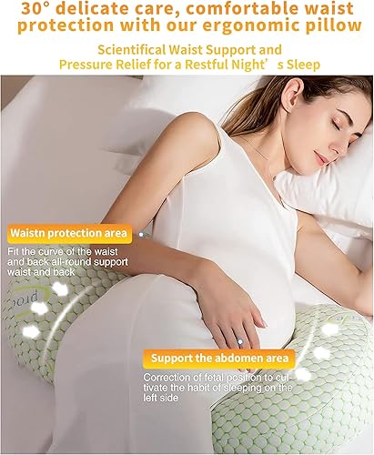 Pregnancy Pillows for Sleeping, Soft Pregnancy Pillow Side Sleeper with Detachable and Adjustable Pillow Cover, Maternity Body Pillow for Pregnancy Belly/Back Support - Jamouz