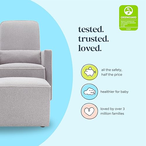 DaVinci Olive Upholstered Swivel Glider with Bonus Ottoman in Polyester Cream, Greenguard Gold & CertiPUR-US Certified - Jamouz