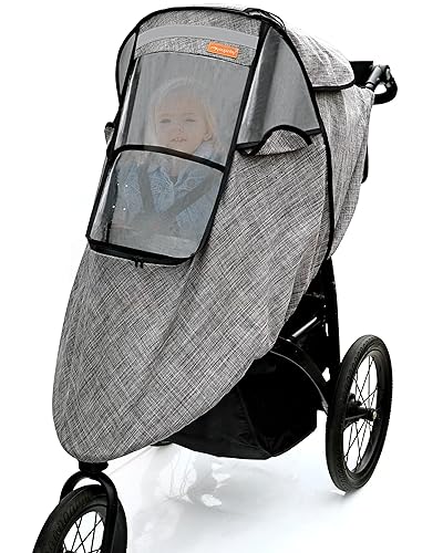 Stroller Rain Cover,Universal Stroller Accessory,Waterproof,Windproof Protection,Protect from Dust Snow,Baby Travel Weather Shield(Grey) - Jamouz