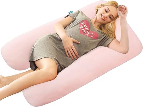 Pregnancy Pillow Cover U-Shaped, Super Soft Replacement Cover Fits Most 55/57 Inch Maternity Pillow, Full Body Pregnancy Pillow Case, Universal Fit, Grey Hearts Print - Jamouz