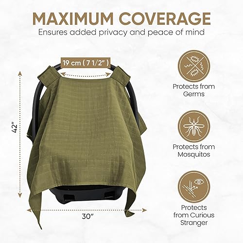 MOZAH Baby Multi-Use Cover: 9-in-1 Car Seat Covers Canopy Cover, Breathable Breastfeeding Cover, Stroller Cover & More, Boys & Girls Shower Gifts (Warm Taupe) - Jamouz