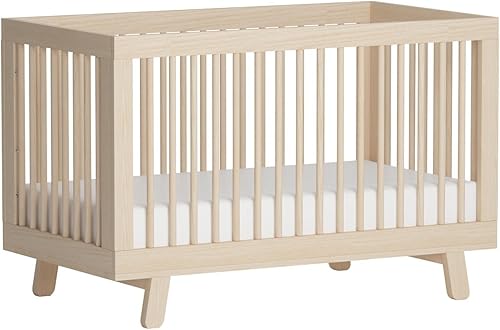 babyletto Hudson 3-in-1 Convertible Baby Crib with Toddler Bed & Daybed Conversion - Easy to Assemble - GREENGUARD Gold Certified w/ 4 Adjustable Mattress Heights - Natural - Jamouz
