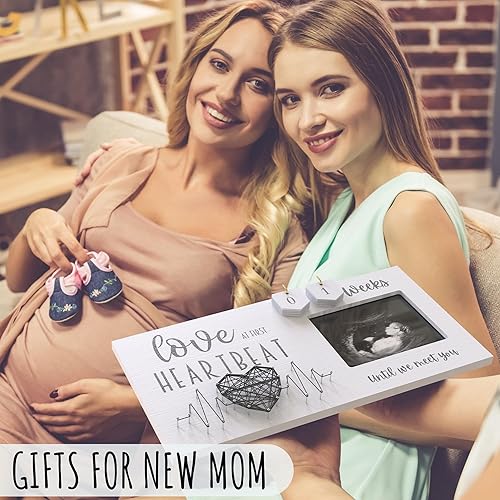 Baby Sonogram Picture Frame with Countdown Weeks - Standard 4'x3' Ultrasound Photo - Pregnancy Announcements Ideas - Gender Reveal Baby-Shower Gift - New Mom Expecting Parents to Be Keepsake Gifts - Jamouz