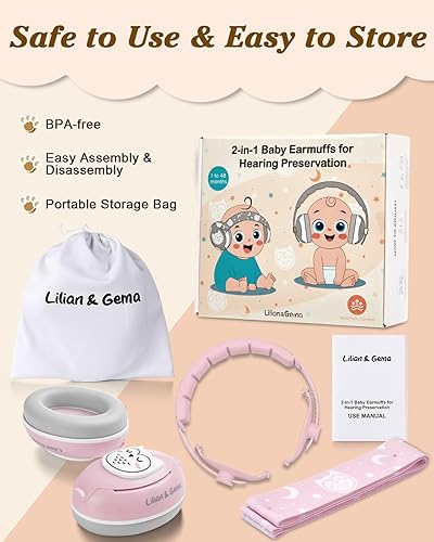 Lilian&Gema 2-in-1 Baby Ear Muffs Noise Protection, Noise Cancelling Headphones for Baby & Toddler up to 4 Years - Jamouz