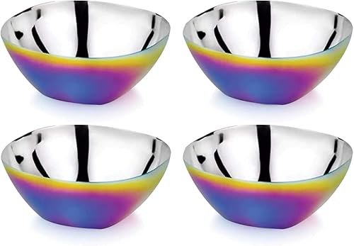 Ahimsa Stainless Steel Bowls for Kids - Pediatrician Designed, 12oz Toddler Bowl, Non Toxic Stainless Steel Snack Bowls Set, Non Plastic Kids Bowl, Dishwasher Safe (Set of 4 Classic) - Jamouz