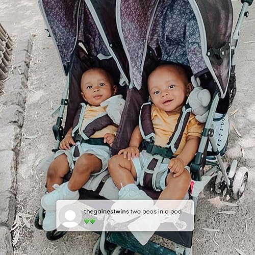 Delta Children LX Side by Side Stroller - with Recline, Storage & Compact Fold, Grey - Jamouz