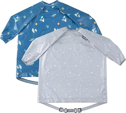 BIBaDO - Long Sleeve Baby Bibs - Babies & Toddlers 6-36 Months - Coverall Baby Led Weaning Bib - Easy Wipe, Soft & Waterproof - Jamouz