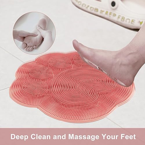 Shower Foot Scrubber,Shower Back Scrubber with Hook,Foot Washer with Suction Cups,Massager Cleaner Wash Brush(Blue) - Jamouz