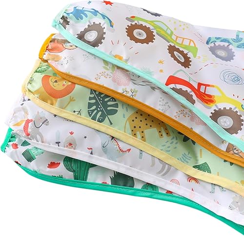 Long Sleeved Bibs, Pack of 5,Lightweight Waterproof Shirt Bibs for Baby Toddler 6-30 Months - Jamouz