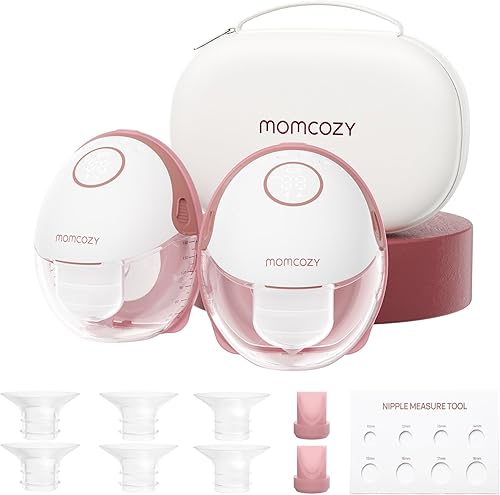 Momcozy Breast Pump Hands Free Mobile Style | M6, Wearable Breastfeeding Pump Ideal Rhythm for More Milk, DoubleFit Flange More Fit & Discreet with 3 Modes & 9 Levels, 24mm - 2 Pack Cozy Red - Jamouz