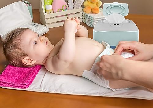 Baby Wet Wipe Warmer and Wet Wipe Dispenser, Holder and Case - with Easy Press On/Off Switch, Great Baby Gift (Blue/Grey) - Only At - Jamouz