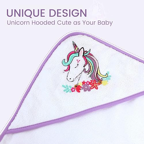 Viviland Baby Towels and Washcloths, Soft Absorbent Pink Baby Bath Towel Set, Elephant Hooded Towels with 5 Infant Face Washcloths (6 Pieces) - Jamouz