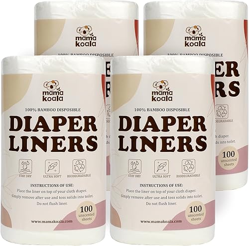 Mama Koala Disposable Natural Diaper Liners for Cloth Diapers, 200 Sheets (2 Pack) - Jamouz