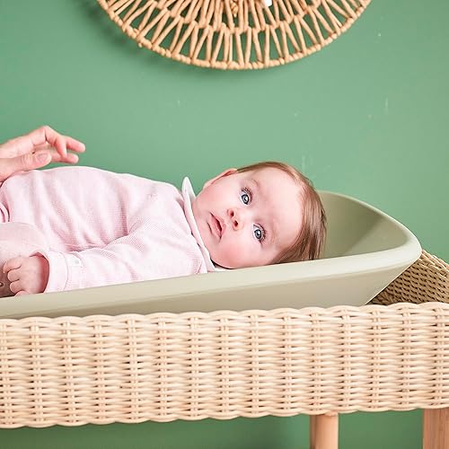 Nattou Softy Changing Pad - Wipeable Baby Changing Mat- Durable, Water-Resistant, Cocoon Shape with Honeycomb Bottom Grips BPA-Free, Assimilates Room Temperature - Grey - Jamouz