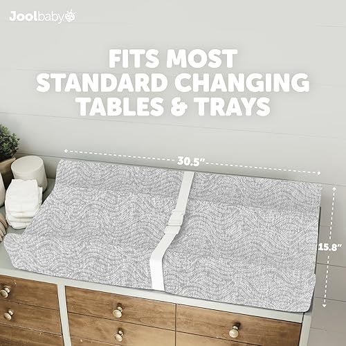 Jool Baby Soft Changing Pad + Washable Cover, Non-Slip - Fits Standard Changing Tables & Dressers (Gray) - Jamouz