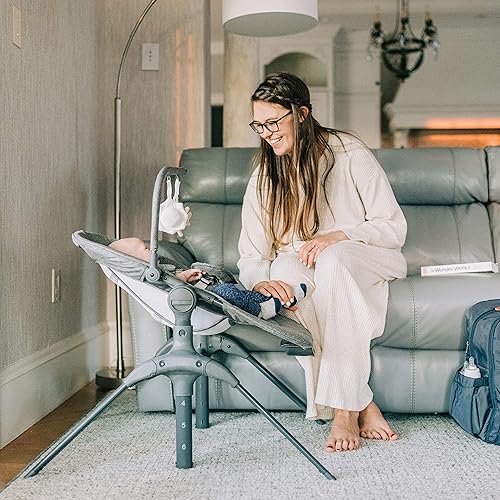 Baby Delight Bloom Baby Seat | Soothing and Adjustable Baby Chair | Portable and Compact | Charcoal Tweed - Jamouz