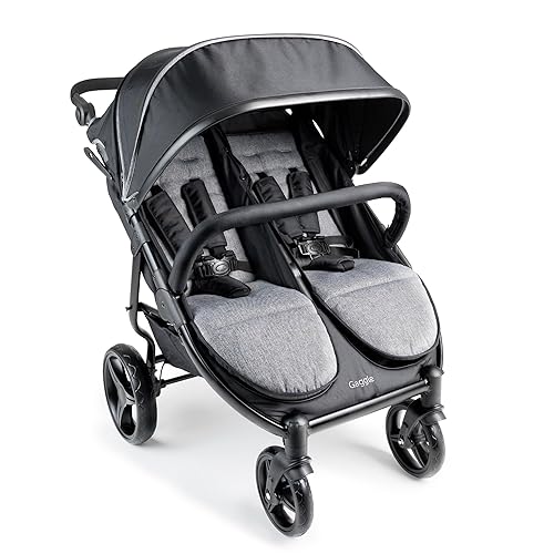 Gaggle by Foundations Roadster Duo Side by Side Double Stroller | Lightweight Compact Double Stroller for Toddlers | Easy to Fold & Maneuver | Amusement Park Approved | Black - Jamouz