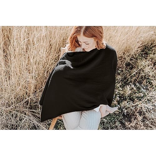 Konssy Muslin Nursing Cover for Breastfeeding, 360° Full Privacy Breathable 100% Cotton Breastfeeding Cover, Multi-use Carseat Canopy - Jamouz