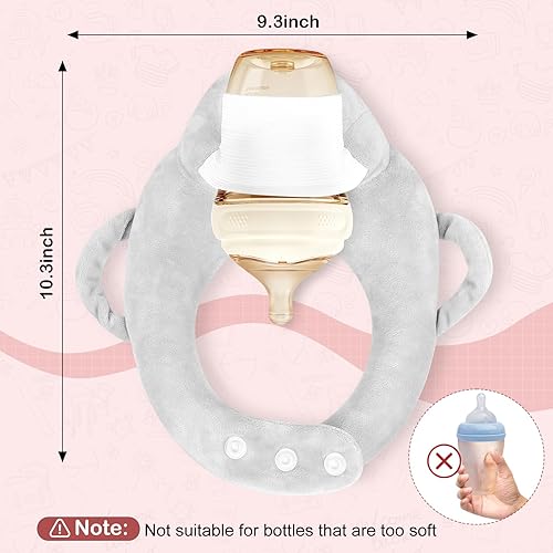 Bottle Holder for Baby Self Feeding,Portable Baby Bottle Holder Hands Free,Twin Baby Nursing Pillow Support,Adjustable Breastfeeding Pillows Support for Newborns,Twin Baby Essentials(Grey) - Jamouz