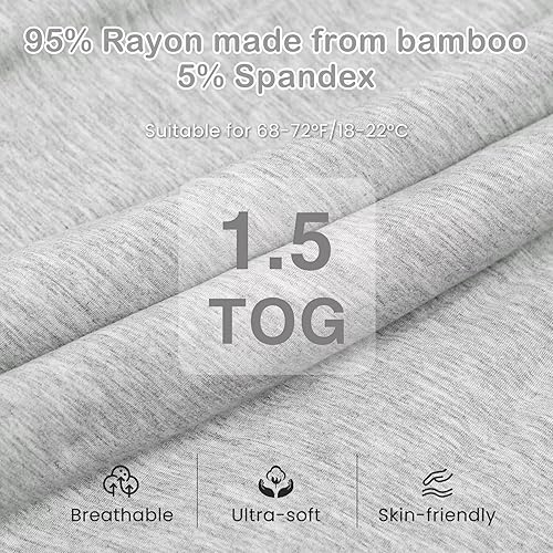 Rayon Made from Bamboo Toddler Sleep Sack with Feet, 1.5 TOG Sleeveless Toddler Sleep Sack, 2-Way Zipper - Jamouz