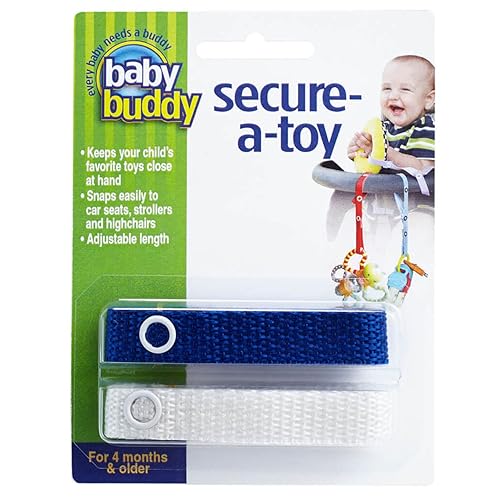 Baby Buddy Secure-a-Toy, Adjustable Pacifier and Teether Strap for Stroller, Highchair, and Car Seat, Pink Lilac, 2 pack - Jamouz