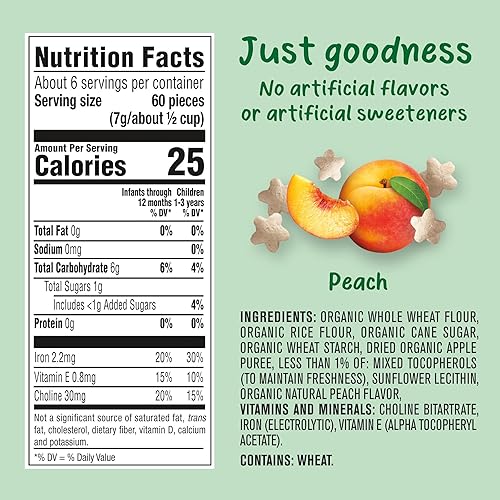 Gerber Baby Snacks, Organic Puffs, Peach, Baby Food, 1.48 Ounce (Pack of 6) - Jamouz