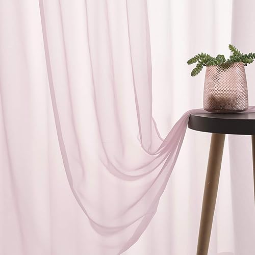 Christmas Baby Pink Sheer Pink Voile Curtains Short Translucent Solid Color 45 Inch Length Rod Pocket Baby Pink Sheers 45 Inches Long For Small Windows Bedroom Living Room Kitchen 2 Panels 52x45 - Jamouz