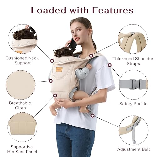 Baby Carrier Newborn to Toddler, Cozy Baby Wrap Carrier(7-30lbs), Easily Adjustable Toddler Carrier, Lightweight Baby Holder Carrier, Black - Jamouz