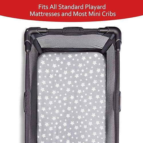 Pack and Play Sheets & Waterproof Terry Pack N Play Mattress Protector Pad Cover 4 Pack, Viscose Made from Bamboo Pack N Play Sheets Set, Grey & Navy - Jamouz