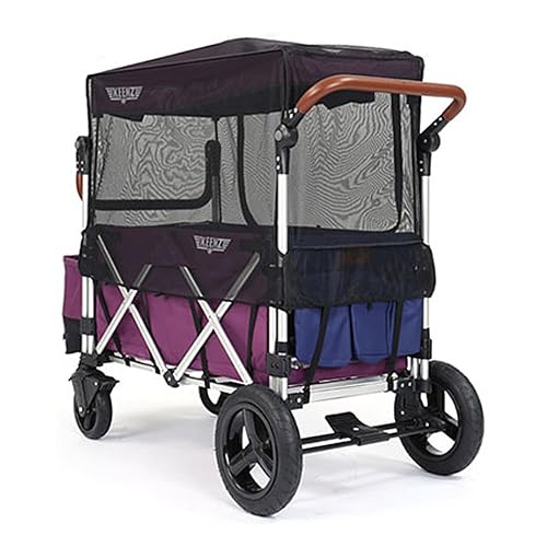 Keenz Folding Collapsible Mosquito Netting Sun Shade Protection Cover Accessory with Zippered Opening for the 7S Kids Toddler Wagon, Black (Net Only) - Jamouz