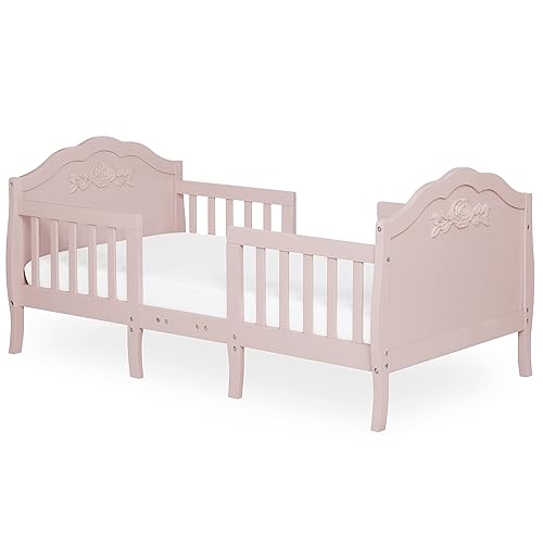 Rose 3-in-1 Convertible Toddler Bed in Blush Pink, Greenguard Gold Certified, JPMA Certified, Safety Rails, Made of Sustainable New Zealand Pinewood - Jamouz