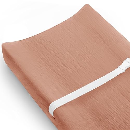 Changing Pad Cover for Baby Boy Girl 2 Pack, Muslin Changing Table Pad Covers with Boho Style, Neutral Nursery Bedding Essentials Soft and Breathable(Dusty Rose & Flower-A) - Jamouz