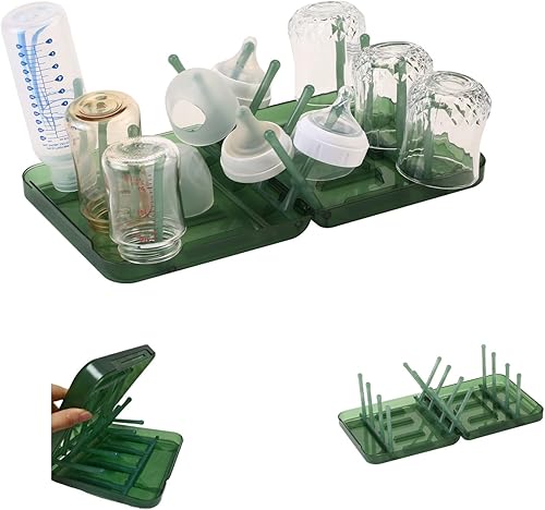 Travel Bottle Drying Rack Space Saving,Foldable Bottle Drying Rack with 16 Ribs,Portable Baby Bottle Drying Rack for Bottles,Breast Pumps and Other Feeding Accessories,Widely Used Daily Basis - Jamouz