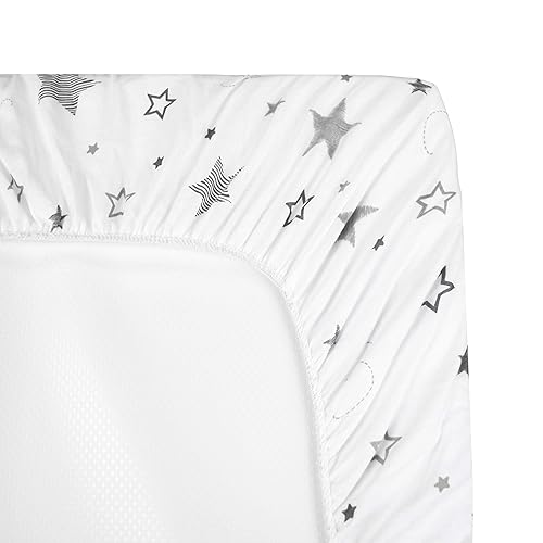 TL Care 2 Pack Fitted Pack N Play Playard Sheet 27' x 39', Soft Breathable Neutral 100% Cotton Jersey Pack and Play Sheet, Gray Star/Gray Zigzag, for Boys and Girls, Fits Most Mini Crib - Jamouz