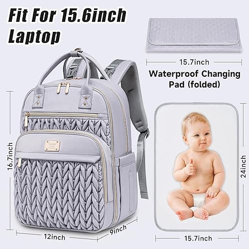 Diaper Bag Backpack,Stylish Baby Diaper Bag,Waterproof Travel Diaper Backpacks Baby Bags with Changing Pad,Stroller Straps,Insulated Pockets (Khaki) - Jamouz