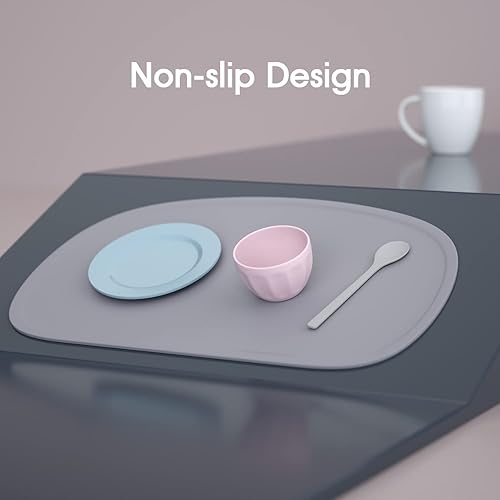 Cuddle Campus Set of 3 Silicone Placemats with Raised Edges for Kids,Toddlers,Babies, Non-Slip Dinning Table Mat, Baby Eating Mat, Food Mat - Jamouz