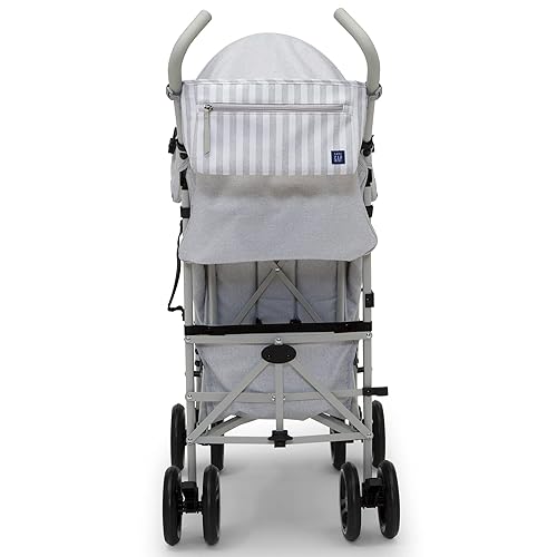 babyGap Classic Stroller - Lightweight Stroller with Recline, Compact Fold & Removable Parent Organizer - Made with Sustainable Materials, Grey Stripes - Jamouz