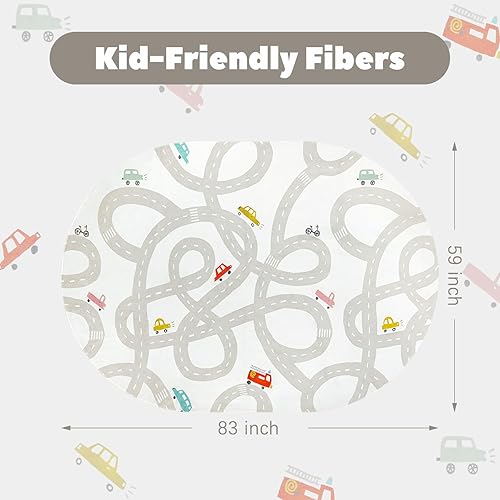 LIVEBOX Road Traffic Kids Play Area Rug 3'x5' Washable Playroom Educational & Fun with Cars and Toys Non-Slip Children Nursery Rugs for Living Room Bedroom Classroom Entryway Kids Tent - Jamouz
