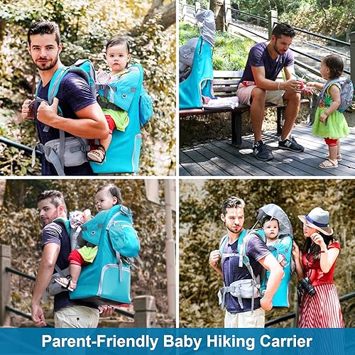 Baby Backpack Carrier, Safe Toddler Hiking Backpack Carrier Camping Child Carriers with Rain Cover Child Kid Sun Shade Large Storage Insulated Pocket, Adjustable Padded Child Seat - Jamouz