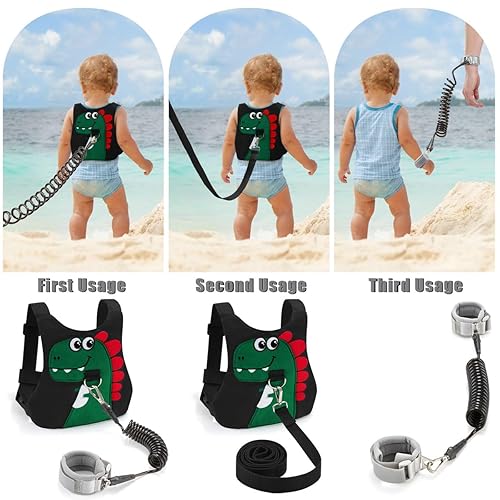 Toddler Leash-Baby Walking Safty Harness and Child Anti Lost Wrist Link for Girls/Boys Travel (Green) - Jamouz