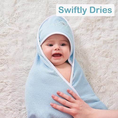 Viviland Baby Towels and Washcloths, Soft Absorbent Pink Baby Bath Towel Set, Elephant Hooded Towels with 5 Infant Face Washcloths (6 Pieces) - Jamouz