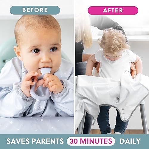 BIBaDO - Long Sleeve Baby Bibs - Babies & Toddlers 6-36 Months - Coverall Baby Led Weaning Bib - Easy Wipe, Soft & Waterproof - Jamouz