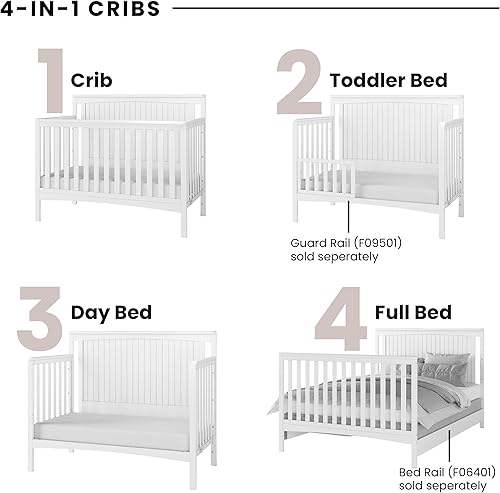 Child Craft Scout 4-Piece Nursery Set, Includes 4-in-1 Convertible Crib, Dresser with Changing Table Topper, Cozy Glider, and Toy Box (Matte White) - Jamouz