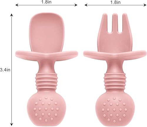 Silicone Feeding Set, 2 Pack Divided Toddler Plates with Suction, 2 Pack Utensils - Spoons & Forks, BPA Free, Baby Led Weaning Supplies - Jamouz