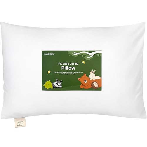 Toddler Pillow with Pillowcase - 13x18 My Little Cuddly Pillow, Viscose Derived From Bamboo Nursery Toddler Pillows for Sleeping,Kids Pillow,Small Travel Pillows,Mini Toddler Bed Pillow (Meadow) - Jamouz