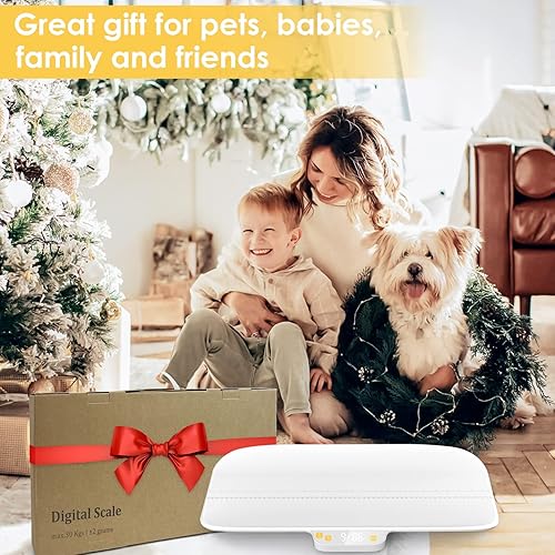 Digital Pet Scale, Baby Scale, with 3 Weighing Modes(kg/oz/lb), Max 220 lbs, Capacity with Precision up to 0.02lbs, White, Suitable for Infant, Puppies, Mom - Jamouz